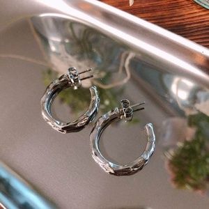 Minimalist Thick Silver Hoop Earrings
